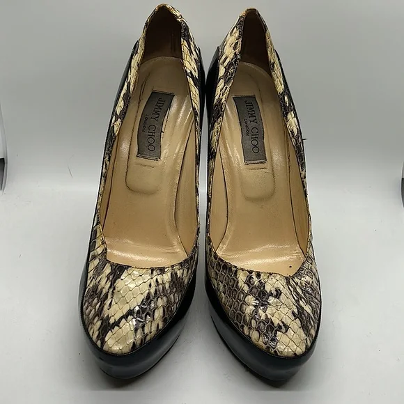Jimmy Choo Authenticated Snakeskin Black Stiletto Heels Shoes *Sz 41/US Sz 11* - Picture 2 of 12